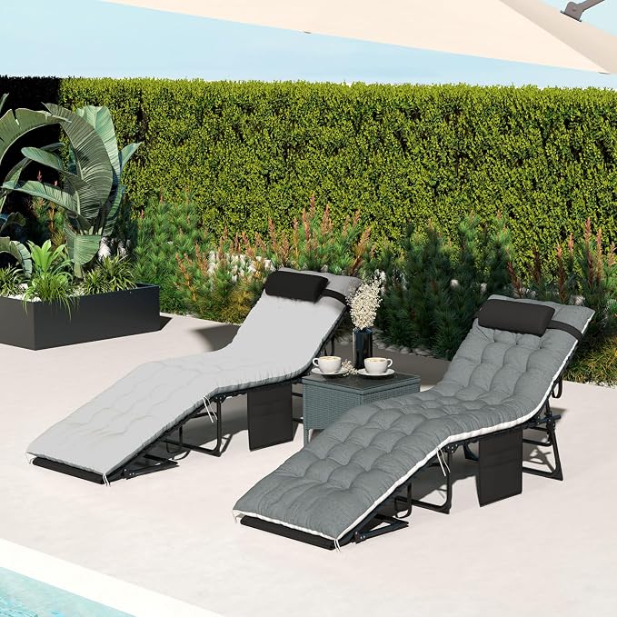Outsunny Chaise Lounge Chair Outdoor Set of 2, 5-Position Adjustable Outdoor - Image 8