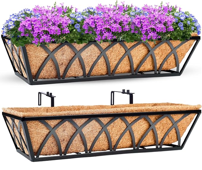 24in 2pcs Planter Box with Coco Liner, Rust-Resistant Metal Frame, Hydration by LAWYAMAI