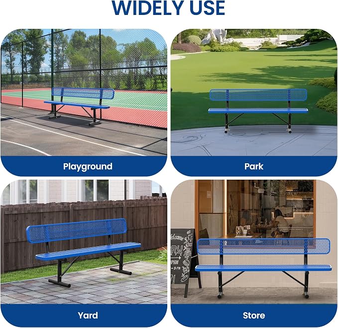 8 Feet Steel Park Bench for Outside, Outdoor Bench - Image 8