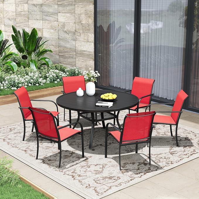 Patio Dining Table for 4-6, Round Metal Outdoor Table - Image 2