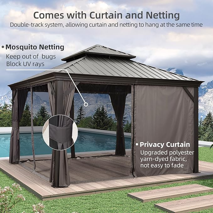 PURPLE LEAF 12' X 12' Permanent Hardtop Gazebo Aluminum Gazebo - Image 3