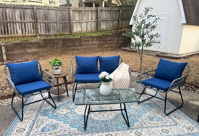YITAHOME 4-Piece Patio Furniture Set, Wicker Outdoor Bistro Set, All Weather - Image 4