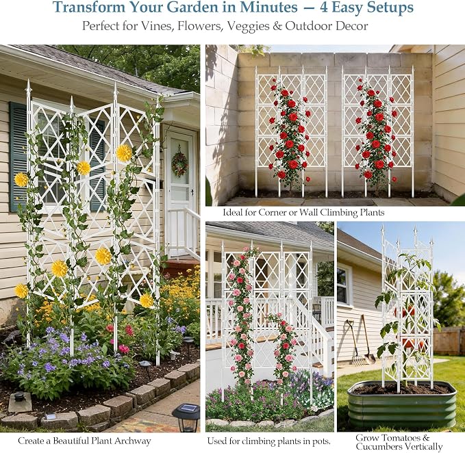 5.25FT Garden Trellis for Climbing Plants Outdoor, Metal Wall Trellis Climbing - Image 4