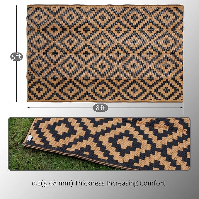 SAND MINE Reversible Mats, Plastic Straw Rug, Modern Area Rug, Large Floor Mat - Image 2