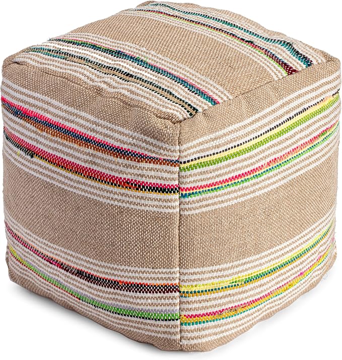 Anji Mountain Artisan Crafted Cotton Blend Pouf Ottoman | Versatile Floor by AnjiMountain