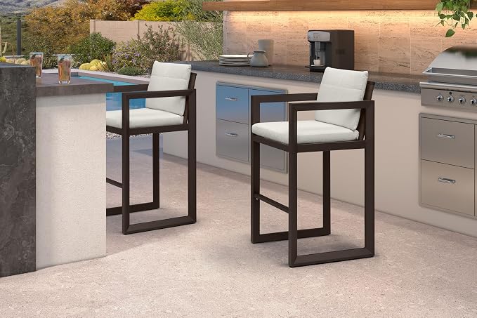 PURPLE LEAF Outdoor Bar Stools Set of 2 31 Inch Modern Aluminum Barstools by Unknown