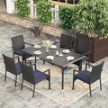 HERA'S HOUSE 7-Piece Patio Dining Set, Outdoor Table and Chairs Set, 6 x Rattan by HERASHOUSE