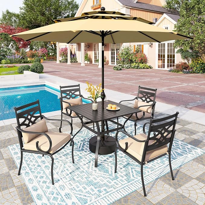 PHI VILLA Outdoor Patio Dining Set by PHIVILLAThepioneerofcomfortablehouseholdsupplies