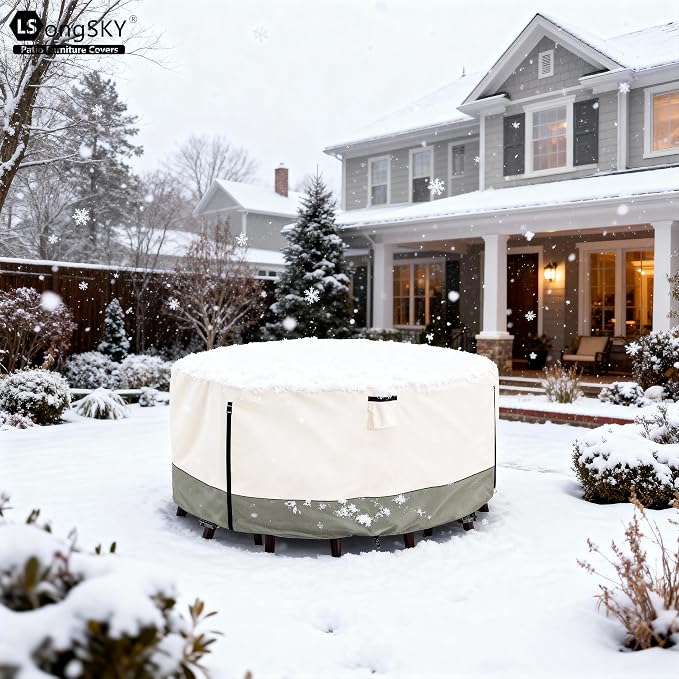 Round Patio Furniture Covers, 600D Heavy Duty Waterproof Outdoor Furniture Cover - Image 8