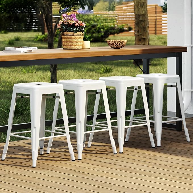 Yaheetech 24 Inch Metal Barstools Set of 4, Counter Height Backless Stools - Image 7