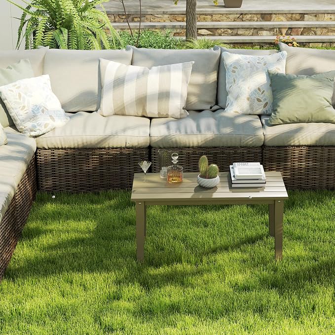 Outsunny HDPE Outdoor Coffee Table, All-Weather Rectangle Patio Coffee Table - Image 7