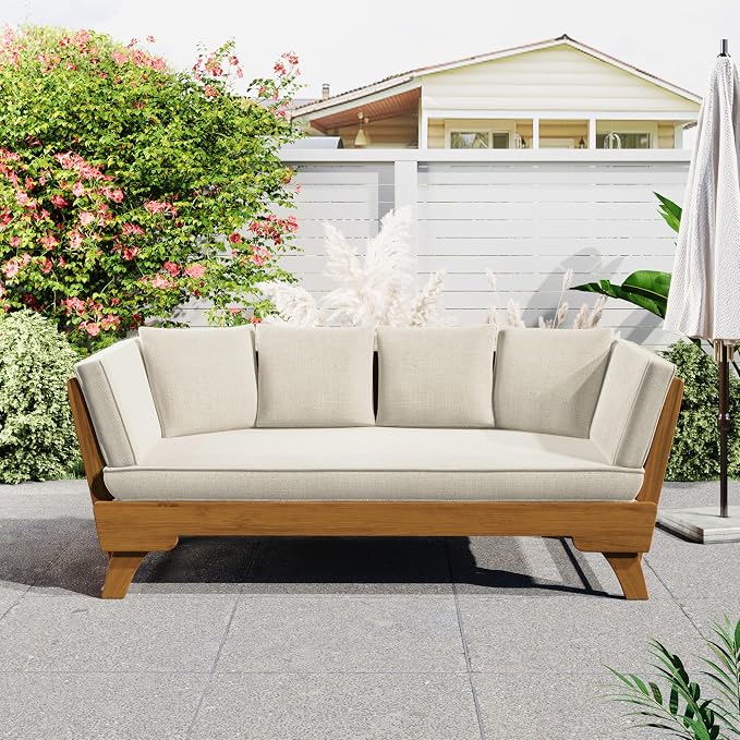Merax Outdoor Patio Daybed Sofa, 3-Seat Sofa by Merax