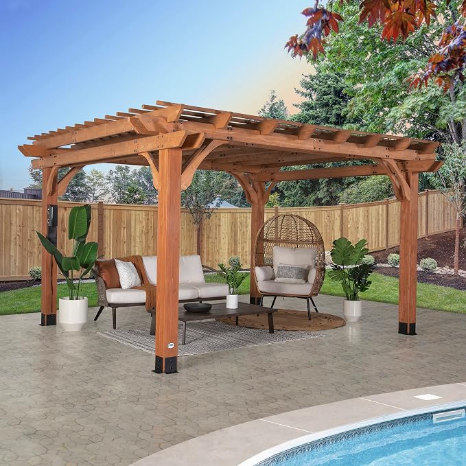 Backyard Discovery Beaumont 14' x 12' Traditional Cedar Wood Pergola Kit - Image 2