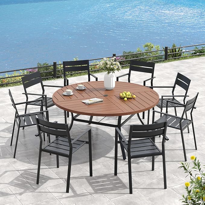 VICLLAX 53" Round Outdoor Table, Patio Dining Table - Image 7