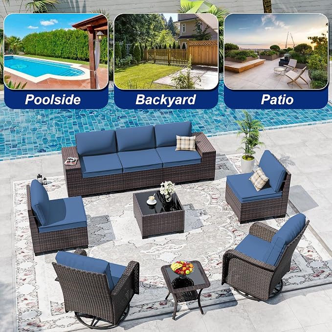 9 Pieces Patio Furniture Set - Image 9