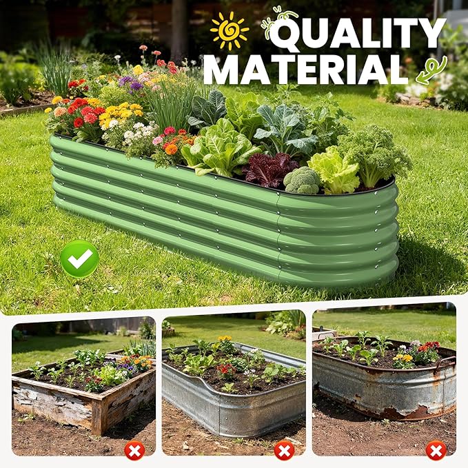 Galvanized Raised Garden Bed 8x2x1.5 FT, Oval Metal Raised Garden Bed Outdoor - Image 2