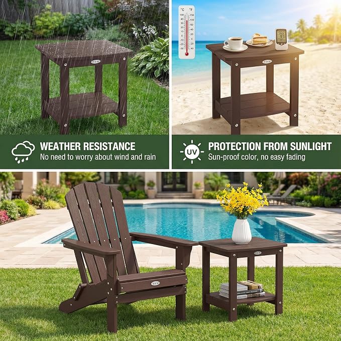 Y&M Outdoor Side Table, HIPS Adirondack Small Double Layer Table, Waterproof - Image 4