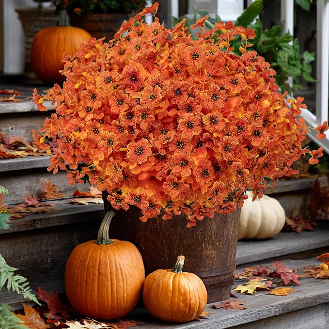 Artificial Fall Flowers Outdoor Fake Mums by AXYLEX