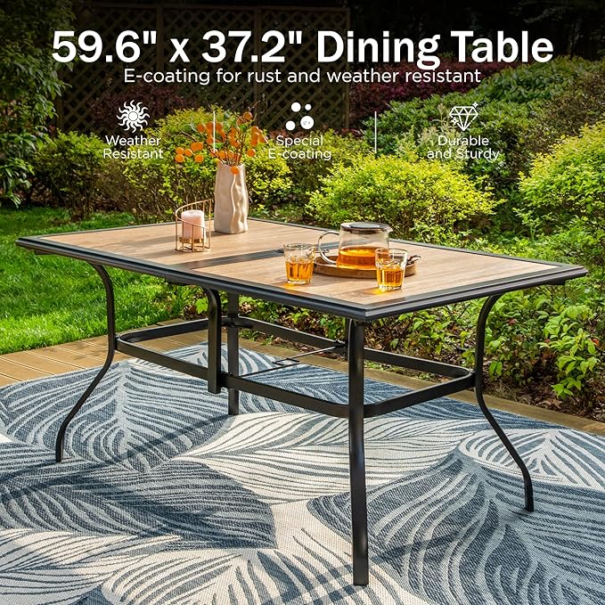 PHI VILLA 7 Piece Patio Dining Set, 6 Swivel Patio Chairs - Image 6