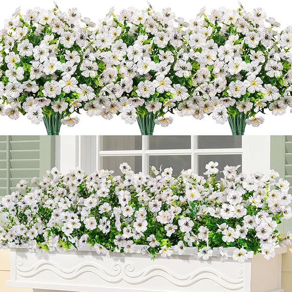 Bassion Artificial Flowers for Outdoors, 24 Bundles UV Resistant Fake Flowers by Bassion