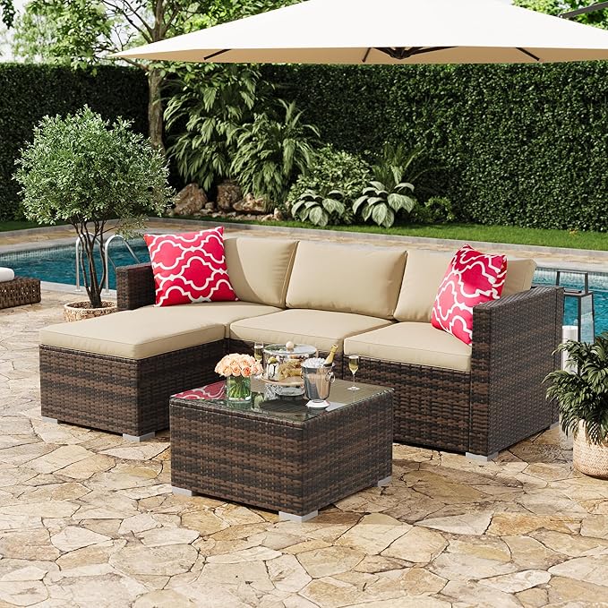 GAOMON 5-Piece All-Weather Patio Furniture Set, Convertible Outdoor Sectional - Image 3