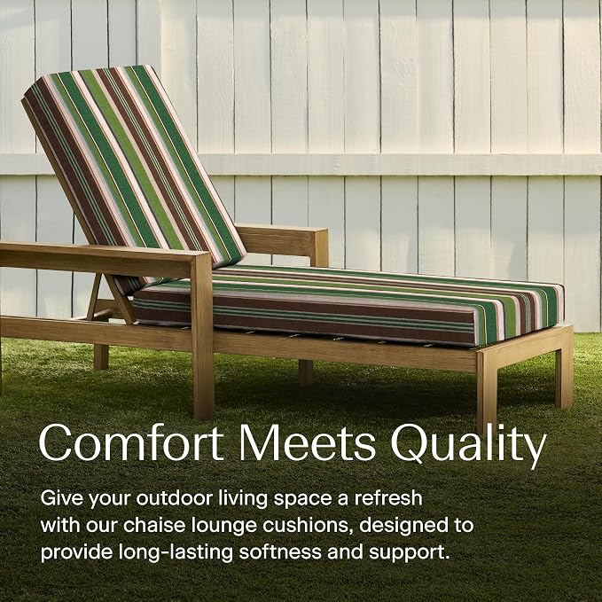 Honeycomb Outdoor Heritage Chaise 21.5 x 70, Stripe Pine Green Chaise Lounge - Image 2
