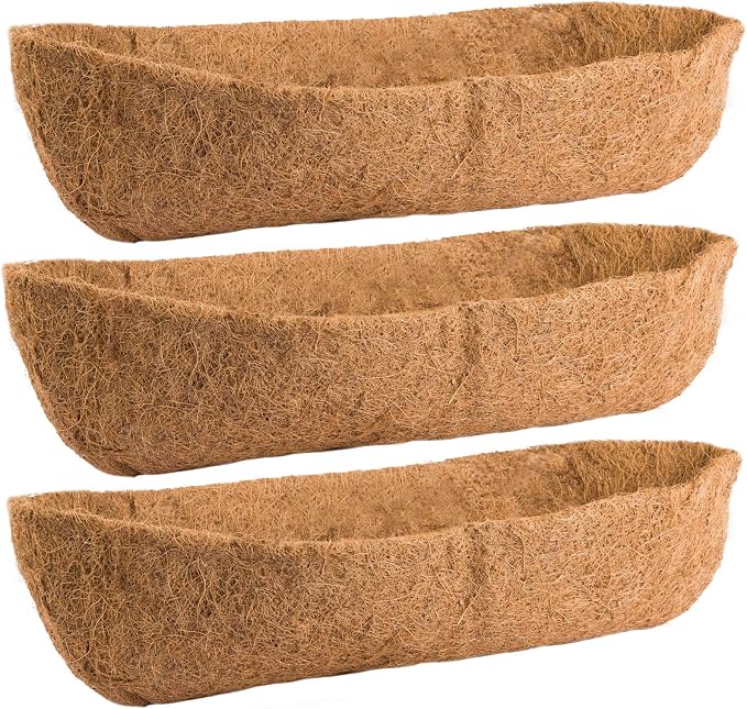 3 Pack Coco Liners for Window Planter Box - 24in 100% Natural Coconut Coir by ANPHSIN