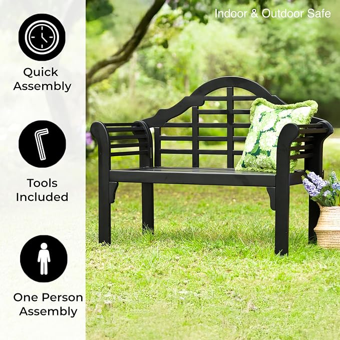 Plow & Hearth Weatherproof Lutyens Eucalyptus Wood Garden Bench | Foldable - Image 5