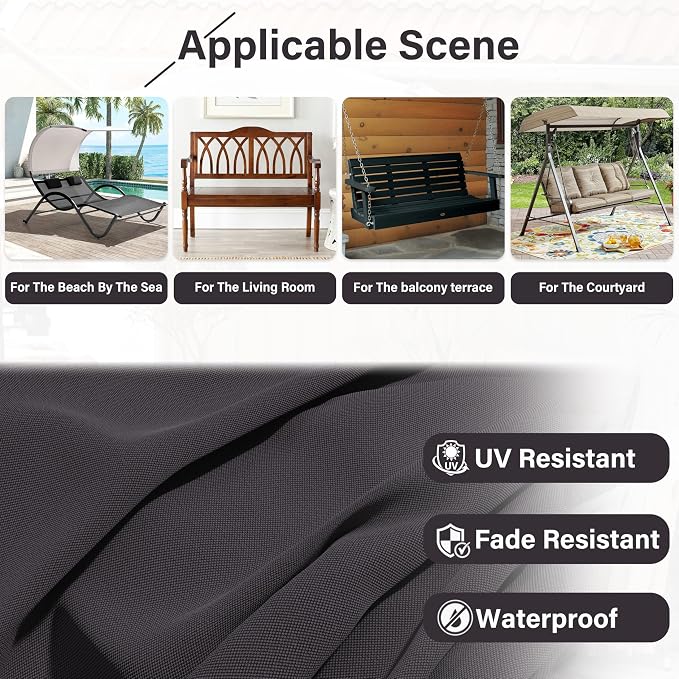 Porch Swing Cushion with Backrest, Waterproof Bench Cushion - Image 5