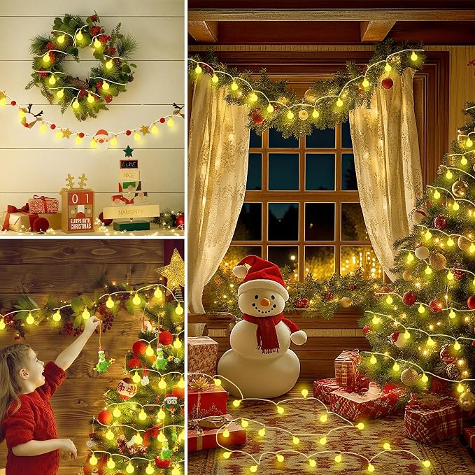 2 Pack Battery Operated String Lights - 52FT 120 LED Globe Fairy Lights - Image 4