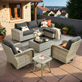HOOOWOOO Outdoor Sectional Furniture Set, 8 Pieces Wicker Patio Conversation by DesignforBetterLife