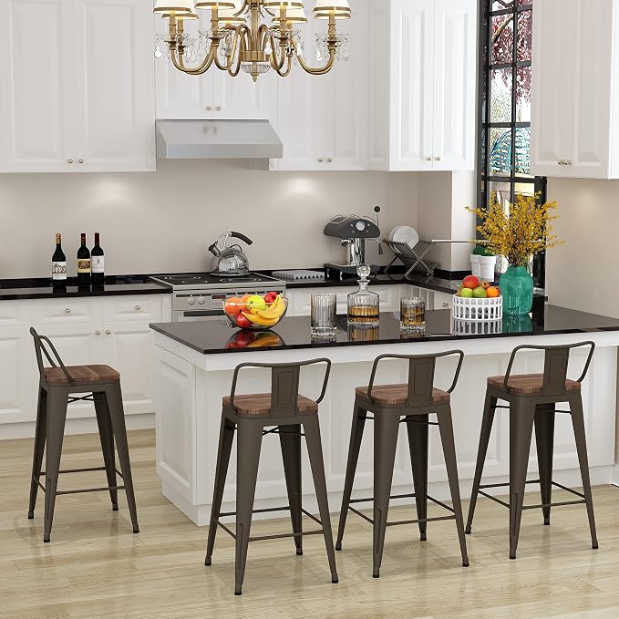 Changjie Furniture 30 Inch Bar Stools Set of 4 Industrial Metal Barstools Bar - Image 7