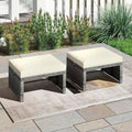 ORALNER Outdoor Ottoman, All-Weather Rattan Foot Stool w/Cushions, Foot Rest by ORALNER