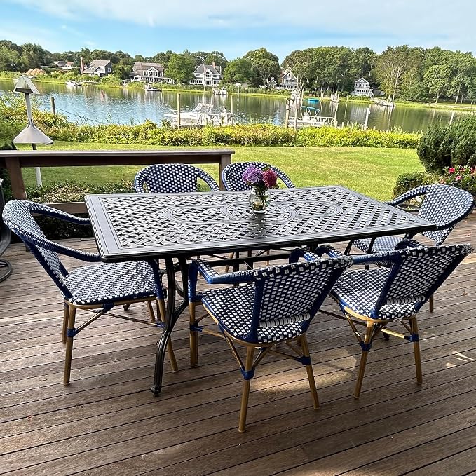 PURPLE LEAF Bistro Chairs Set of 2 French Hand-Woven Wicker Armchairs Outdoor - Image 3
