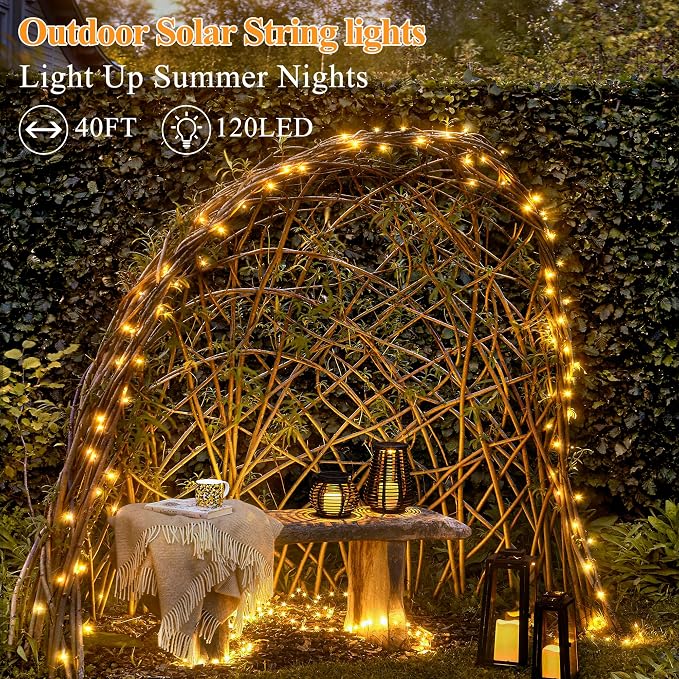 Solar String Lights 120LED 40FT, IP67 Waterproof Solar Lights - Image 2