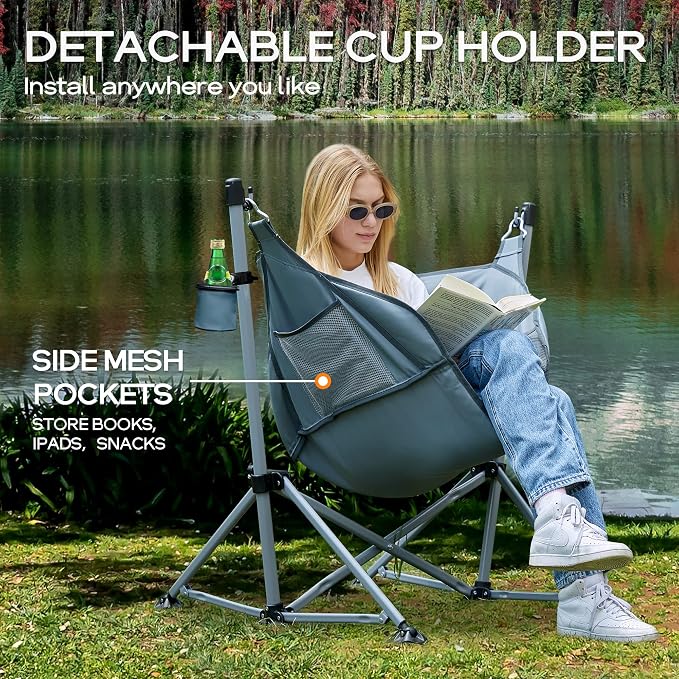 Portal Large Hammock Camping Chair Folding Rocking Chairs Portable Swinging - Image 6