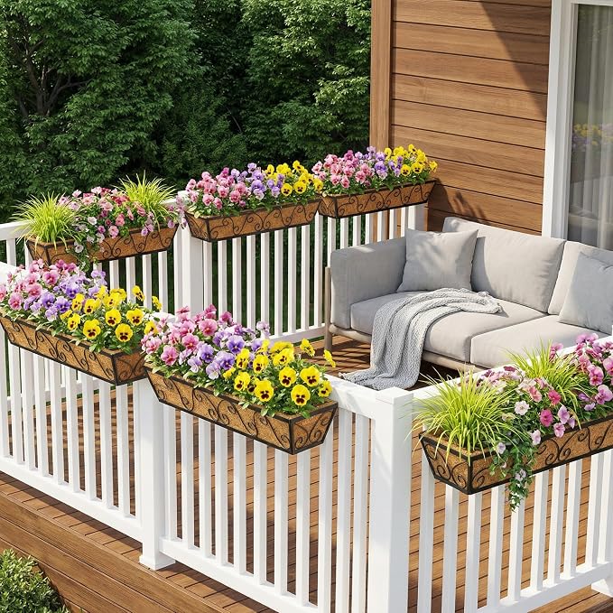6pcs 30 Inch Window Deck with Coco Liner, Metal Hanging Flower Planter Window - Image 4