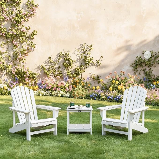Square Outdoor Side Table Adirondack Side Table, Waterproof & 2-Tier Small End - Image 2