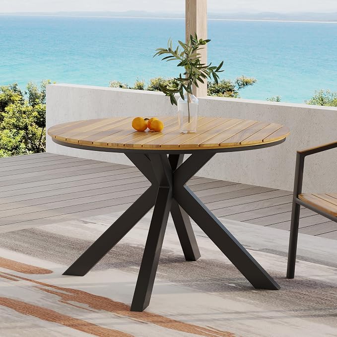 Merax Outdoor Dining Table, Modern Industrial Style Patio Dining Table - Image 8