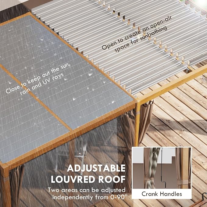 Outsunny 12' x 19' Louvered Pergola Hardtop Gazebo - Image 3