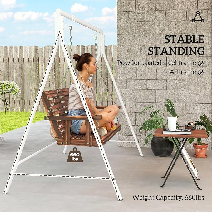 Outsunny Metal Porch Swing Stand, Heavy Duty Swing Frame, Hanging Chair Stand - Image 3