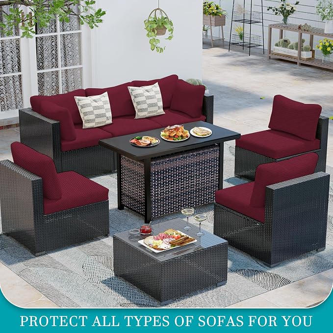 14Pcs Stretch Patio Cushion Covers, Outdoor Couch Covers Replacement, Outdoor - Image 4