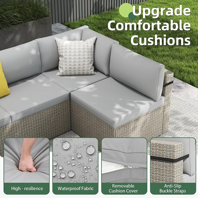7-Piece Outdoor Sectional Sofa Set, Weather-Resistant Patio Furniture Set - Image 5
