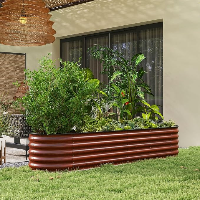 Outsunny 8' x 2' x 1.4' Galvanized Raised Garden Bed Kit, Outdoor Metal - Image 2