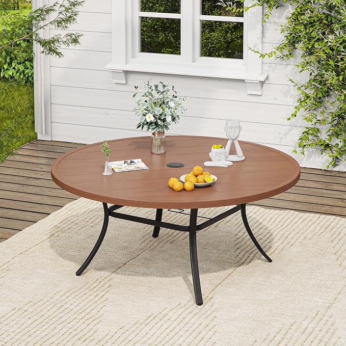 VICLLAX 63" Round Patio Table, Outdoor Dining Table - Image 2