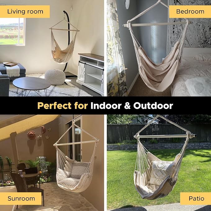 ADVOKAIR Hammock Chair Swing, Heavy-Duty Hanging Rope Swing Seat Supports 500 - Image 5