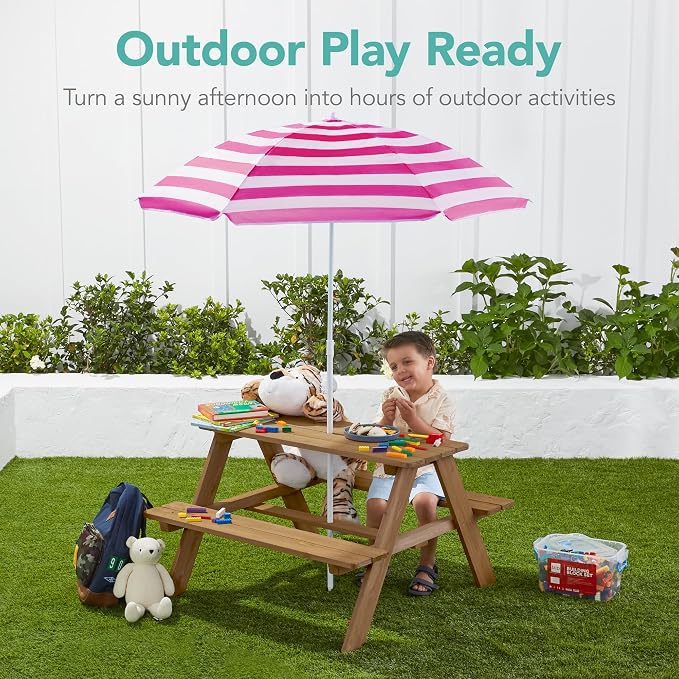 Best Choice Products Wooden Kids Picnic Table - Image 4