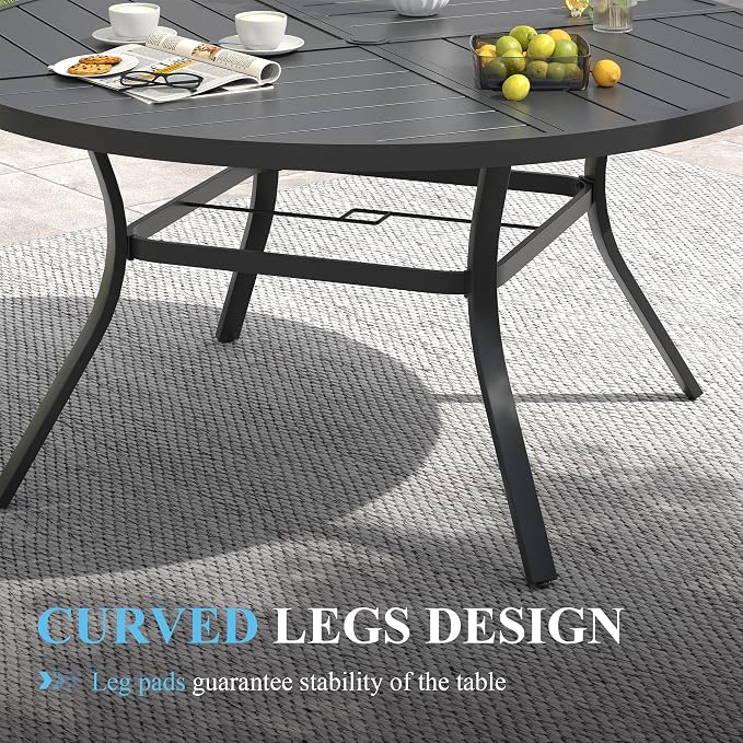 VICLLAX Patio Table and Chair Set of 8, All Weather Metal Round Outdoor Dining - Image 6