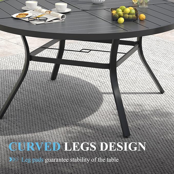 VICLLAX Patio Table and Chair Set of 8, All Weather Metal Round Outdoor Dining - Image 6