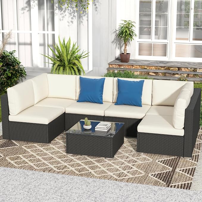 DWVO 7-Piece Patio Furniture Set, All-Weather PE Rattan Wicker Outdoor by DWVO